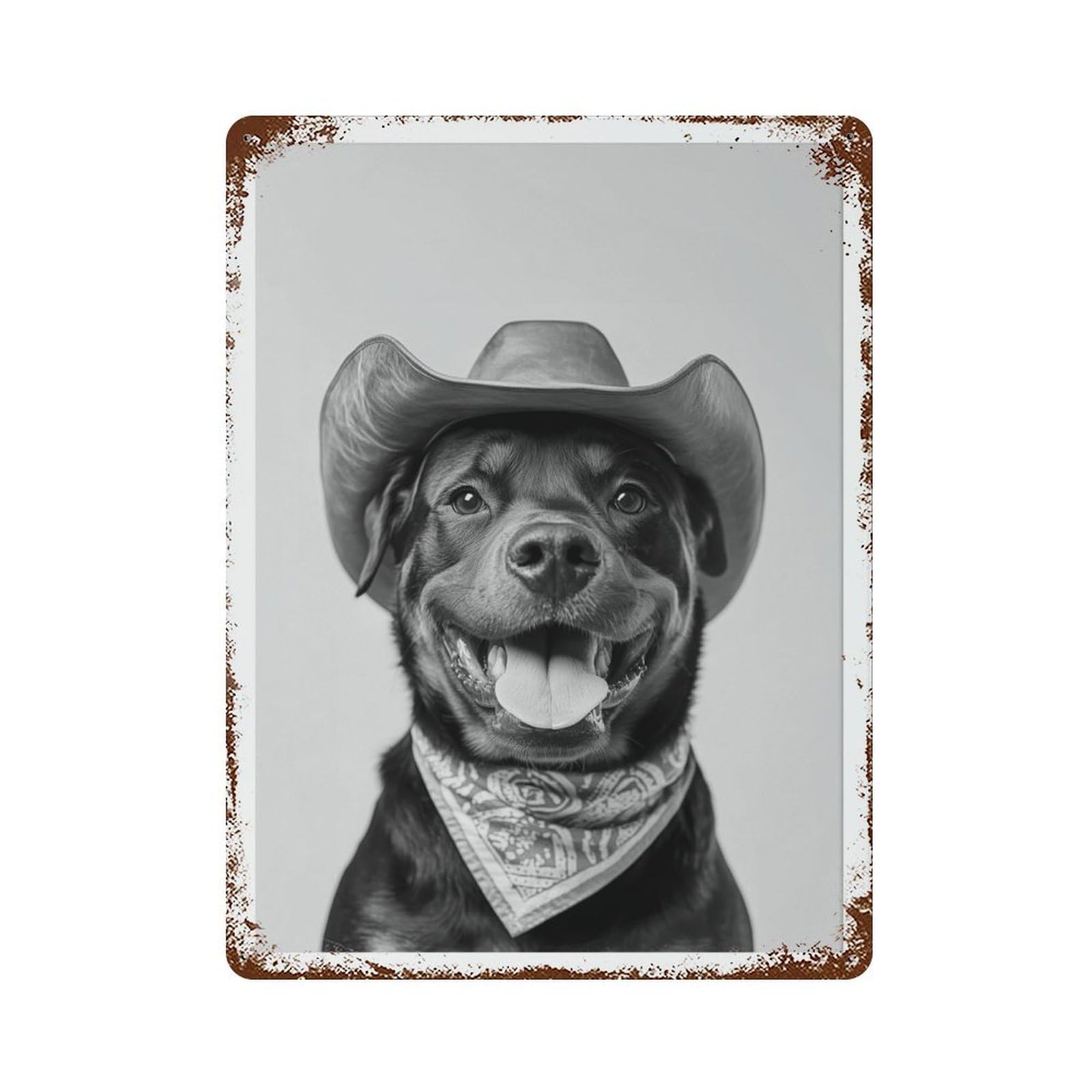 xiaoxiaoshen Rottweiler Cowgirl Western Dog Decor Wall Decor Art Metal Tin Poster Modern Home Decor Art Home Bar Shop Decorations Vintage Sign 40x30cm