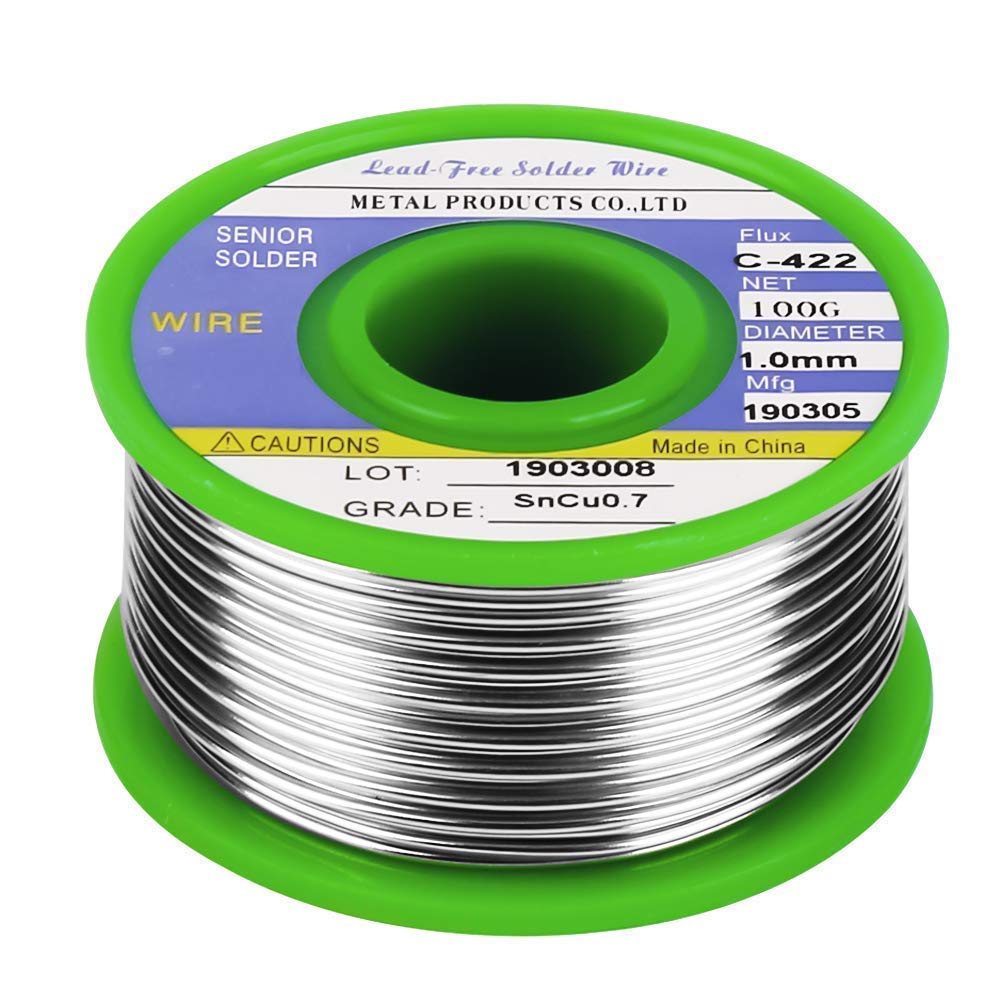 Vegena Filo Per Saldatura, senza piombo Rotolo Stagno Filo per Saldatura Stagno con flussante anima di colofonia per microsaldature saldature saldare saldatura 100 g diametro 1 mm