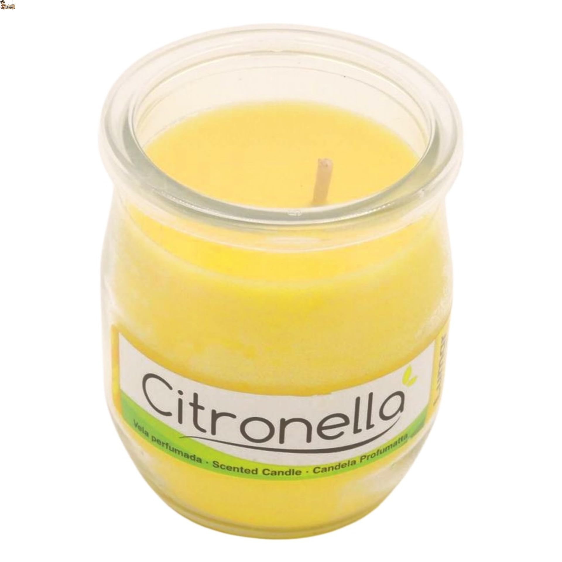 BricoLoco.com Vela citronela antimosquitos. Pack 4 uds. Repelente anti mosquitos interior o exterior. Velas aromáticas perfumadas citronella. Larga duración 20 horas. Vaso yogurt cristal (Pack 4 uds.)
