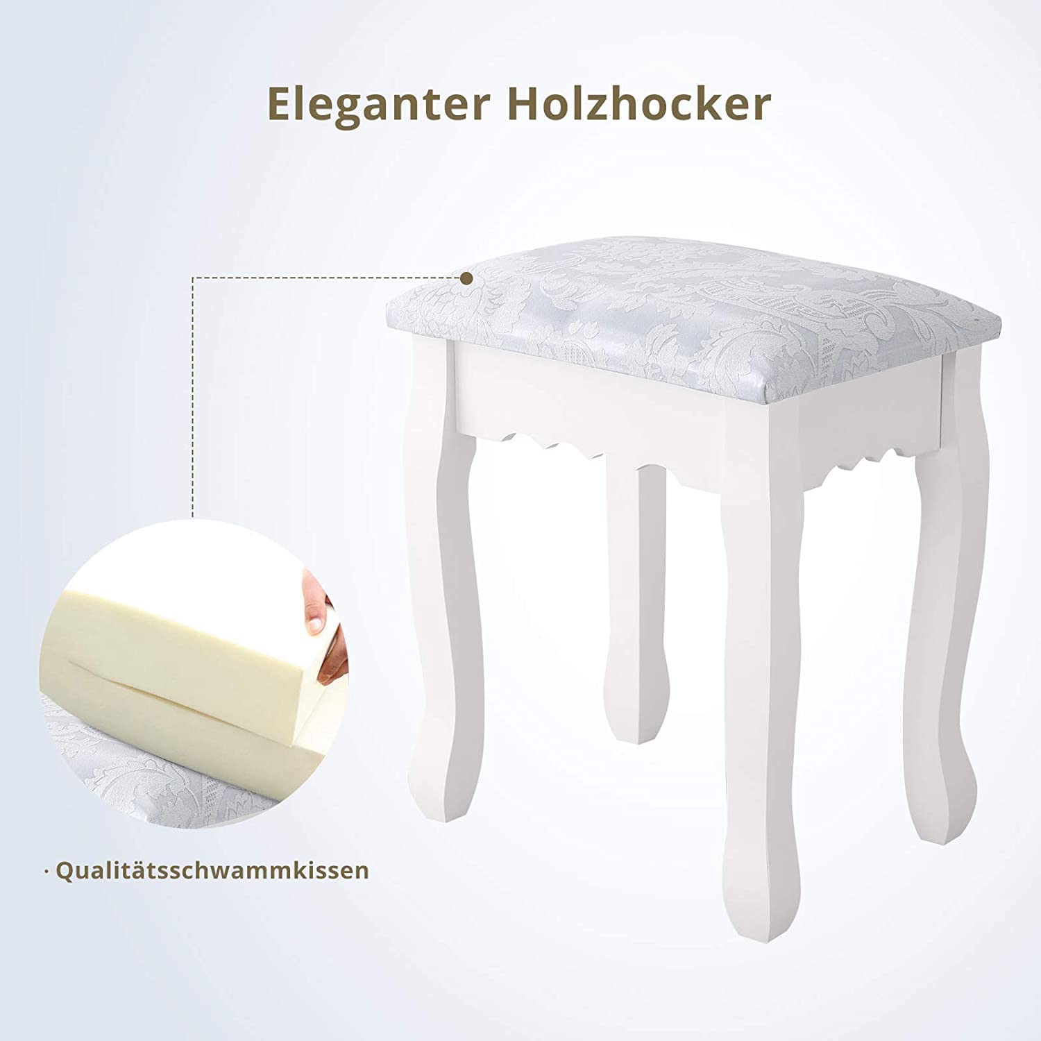 Genérico tocador con espejo y taburete, tocador de mesa con espejo y taburete y 3 cajones, mesa de maquillaje para dormitorio, tocador de niña para almacenamiento (tres cajones)