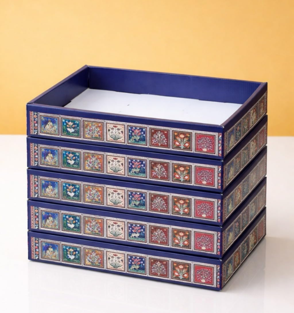 SATYAM KRAFT 12 Pcs Multipurpose Folding Gift Box | Premium Paper Hamper Tray for Birthday, Festive Occasions, Return Gifts & Hampers (Without Net, MultiColor)-image-21