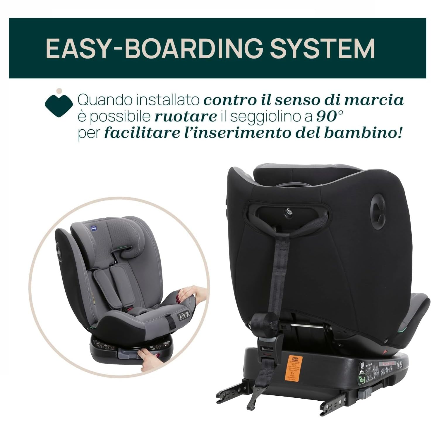 Chicco Unico Evo I-Size, Fotel Samochodowy 0-36 Kg, Homologacja ECE R129/03, Isofix 360° Obrotowy i Rozkładany, Grupa 0+/1/2/3 Od 0 do 12 Lat