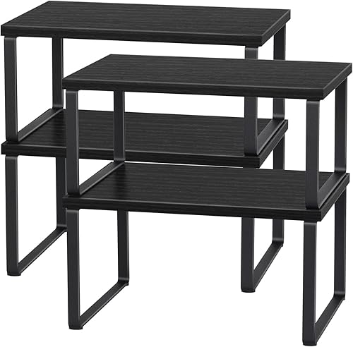 CADUKE Juego de 4 estantes negros para encimera de cocina