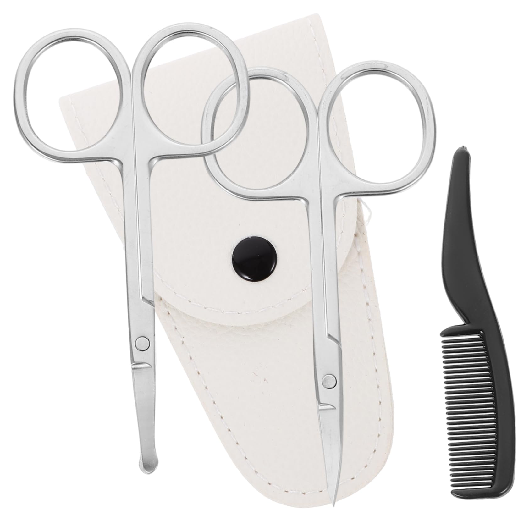 minkissy Beard Scissors Set Precision Nose Hair Trimmer Eyebrow Scissors Comb Barber Accessories Kit for Men