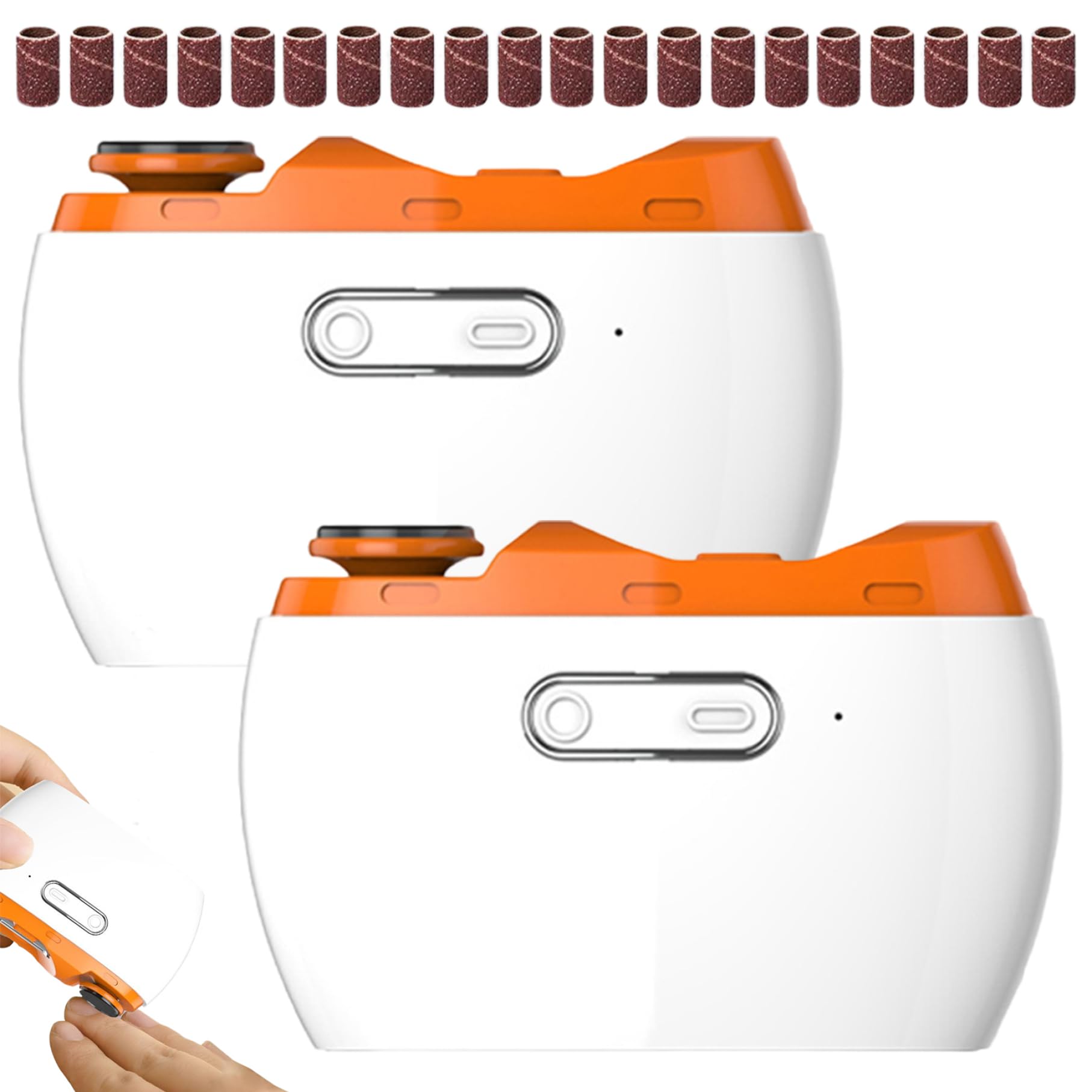 Tagliaunghie elettrico 2 confezioni 3 in 1 Tagliaunghie automatico Lucidatore Ricaricabile tramite USB Cura delle unghie con luce LED 2 velocità per Anziani Adulti Bambini (Arancione)