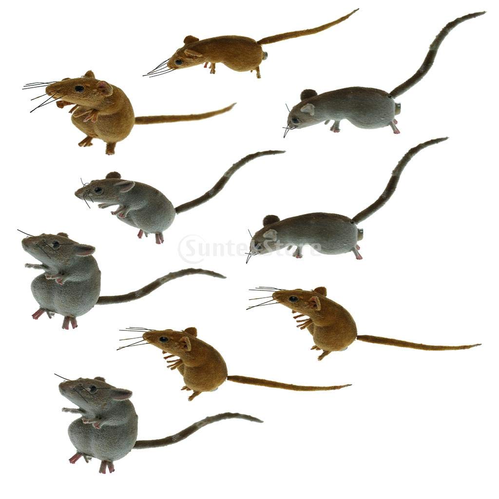 Baoblaze Multicolor 10Pcs Real Looking Mice Rat Garden Animals Figurines Play Trick Joke Props 4''