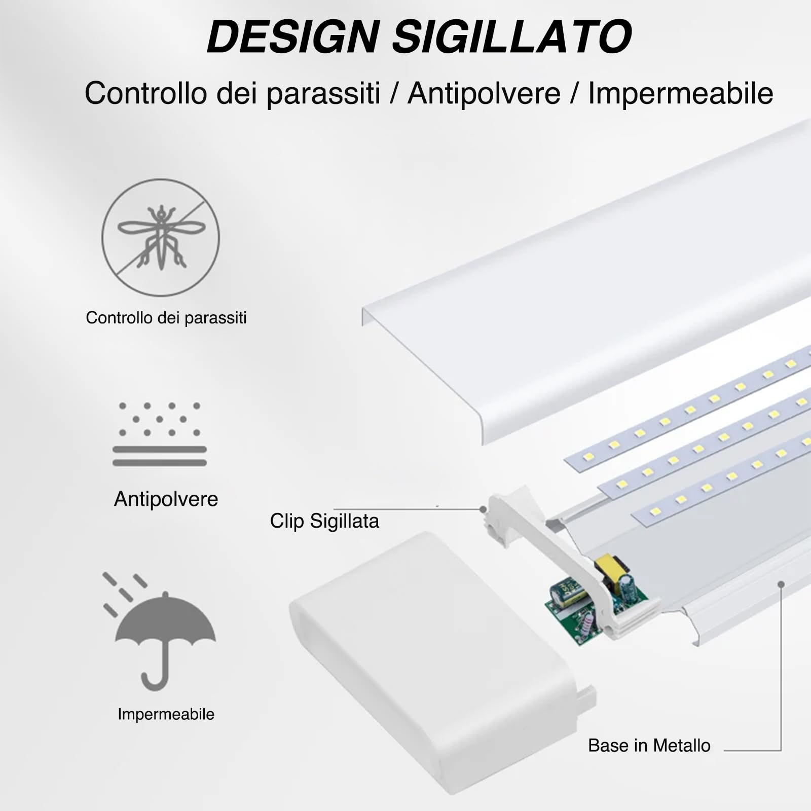 Voltix 2 Pezzi Plafoniere LED a Soffitto 54W 120cm, 5400 Lumen, Plafoniera led Soffitto, Fascio 120°, Neon LED per Esterno e Interno, Ideale per Garage, Officina, Magazzino (4000K - Luce Naturale)