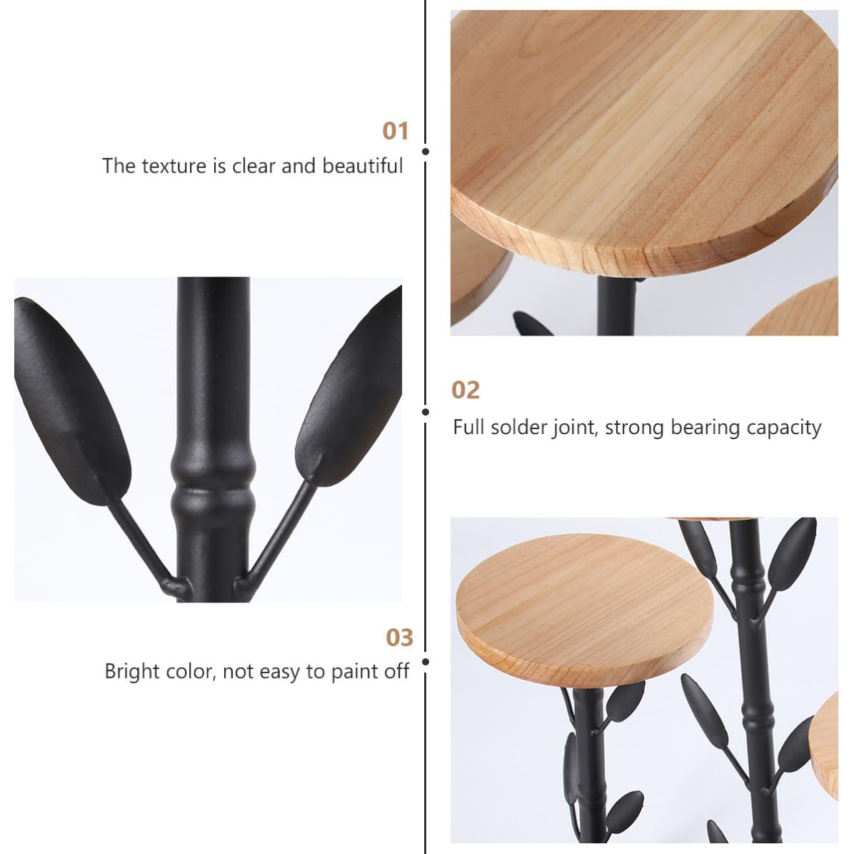 Espositore per Piante in Ferro e Legno Nero, Decorativo