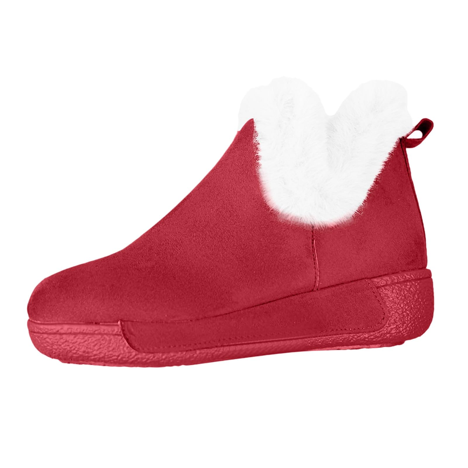 Womens Snow Boots Ankle Booties Winter Warm Fuzzy Fleece Lined Faux Suede Short Boots Thickened Flat Slip On