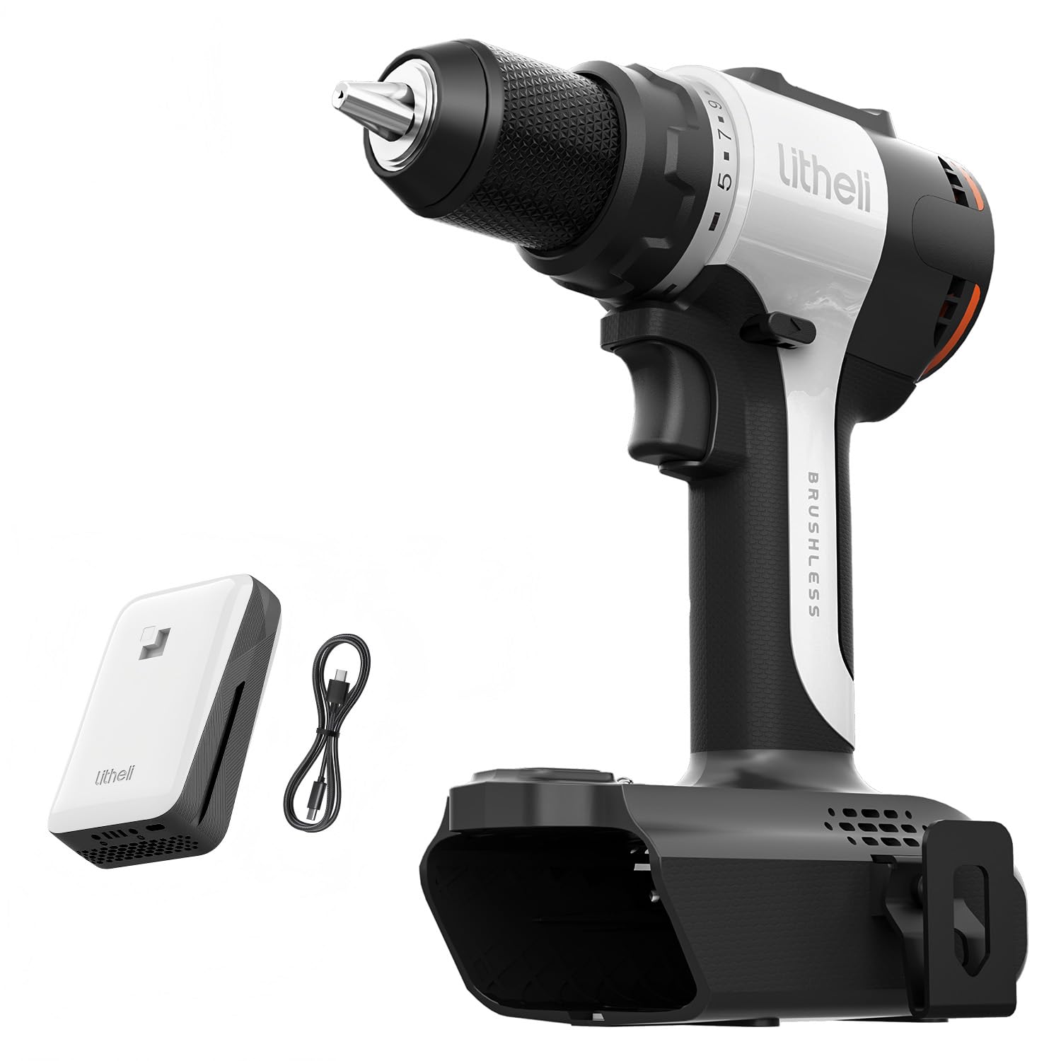 Litheli 20V Akku Bohrschrauber mit 1X10000mAh Li-Ion Akku, bürstenlosen Motor, 60 Nm Maximaldrehmoment, 17+1 Drehmomentstufen, 13mm Schnellspannbohrfutter für Reparaturen zu Hause