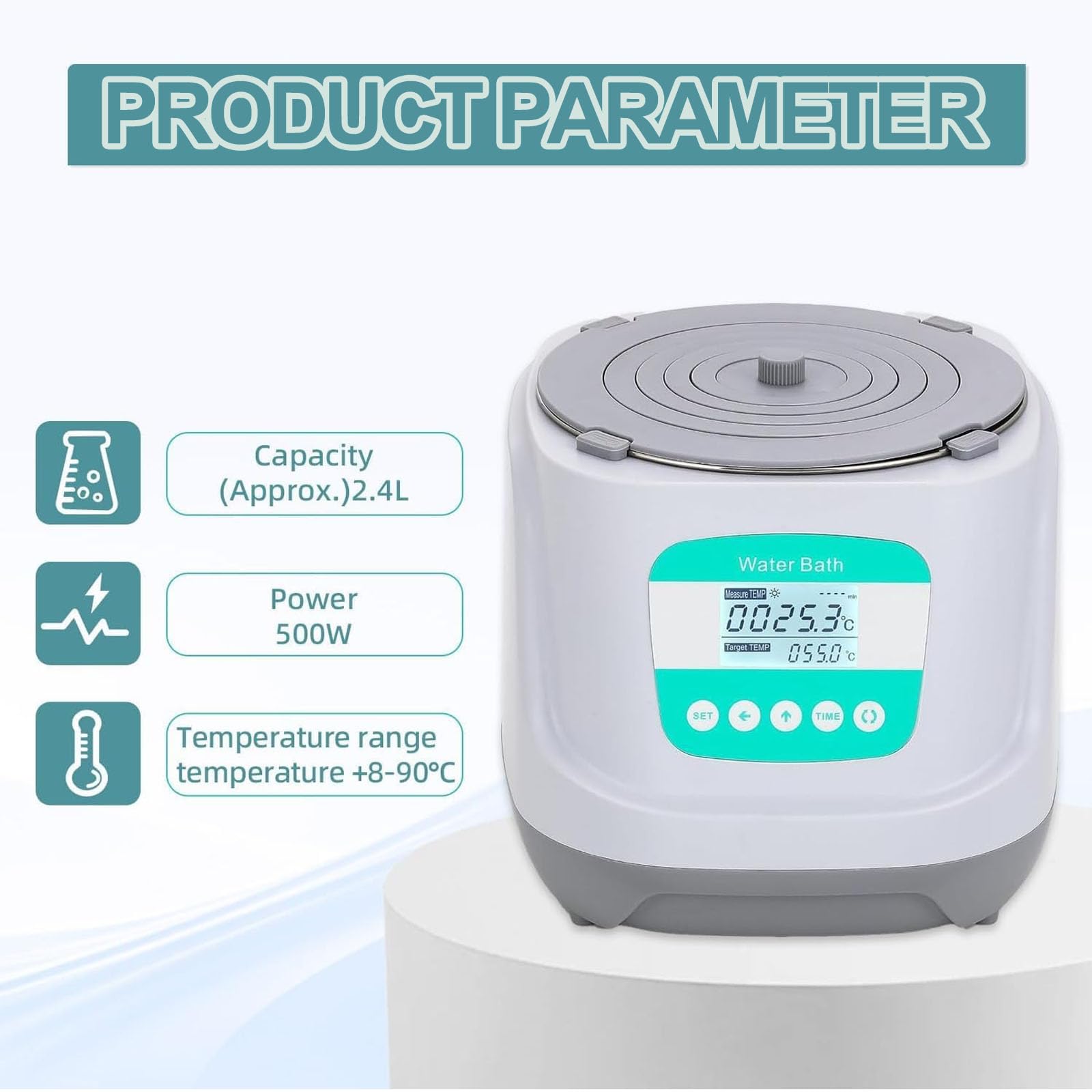 Baño de agua digital agitador magnético, baño termostático de agua de laboratorio, acero inoxidable de 2,4 L, pantalla LCD, protección contra quemaduras secas para laboratorio e investigación