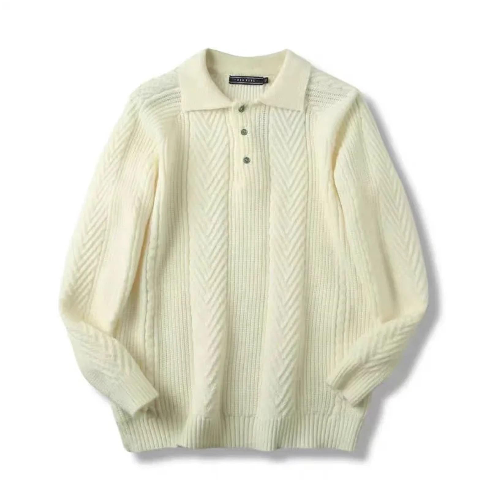 Uomini Casual Manica Lunga Risvolto Maglione Retro Light Maturo Polo Camicia Maglia