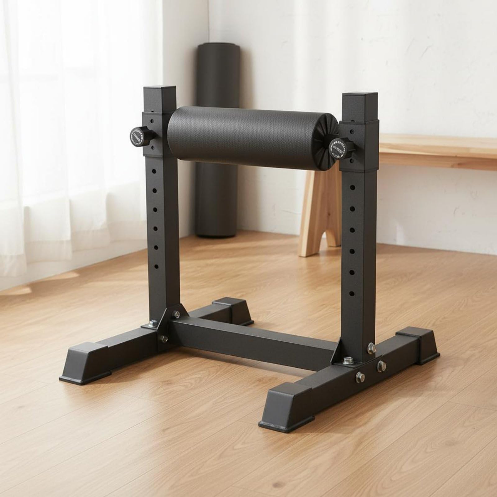 TISHITA Squat Rack Regolabile Supporto Allenamento Postazione Compatta con Telaio in Acciaio E Altezza Regolabile con Rullo Adatto per Squat E Lavoro Casa Appartamento Camera Palestra Domestica