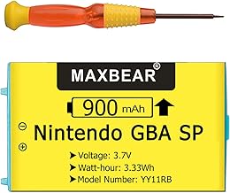 Gameboy Advance SP Battery, (Upgraded) MAXBEAR 900mAh Li-ion New 0 Cycle Internal Replacement Battery for Nintendo Gameboy Advance SP with Repair Tool Kit