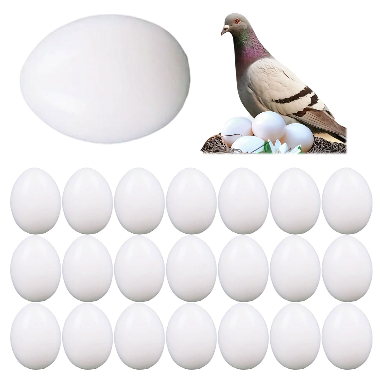 Huevos de paloma falsos 22pcs plásticos simulados artificiales blancos