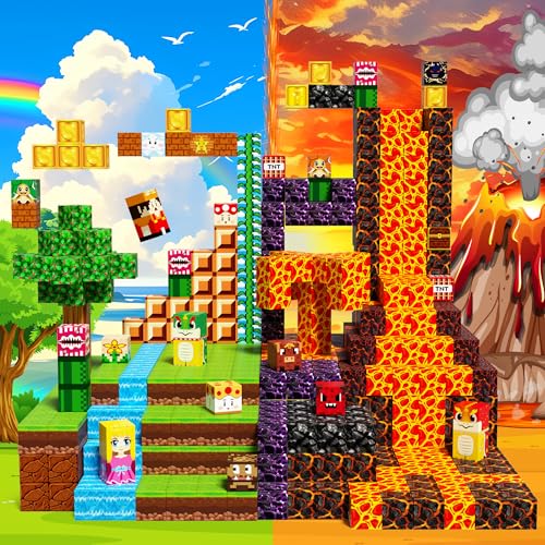 Magpixel Magnetic Blocks Building Toys: Upgraded Adventure Magnetic Building Blocks Game Set for Kids Ages 3+ Construction Toys STEM Sensory Educational Christmas Birthday Gifts (0.8 inch) (100PCS)