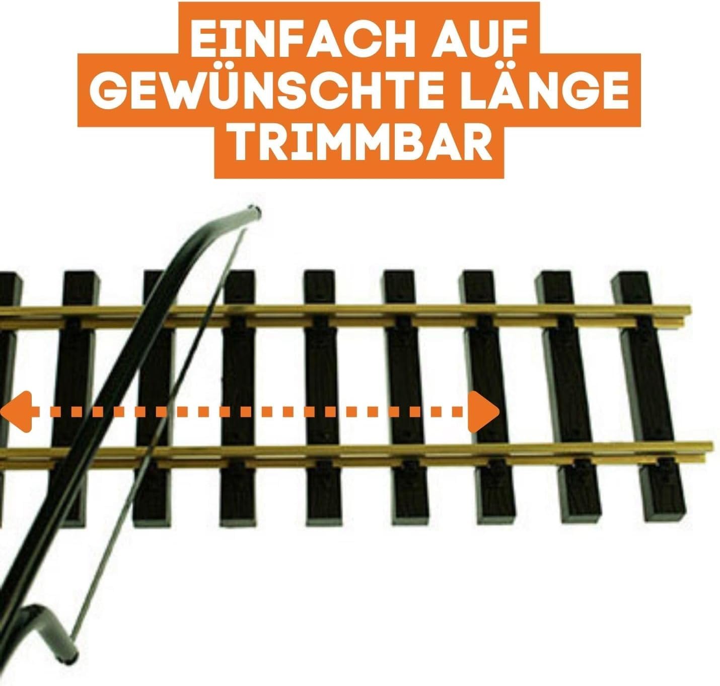 Spur G Gleise 6X 150cm mit Schraub-Schienenverbindern - Messing-Schienen Gerade & Gebogen Modell-Eisenbahn - Gartenbahn-Zubehör (Flexgleis)