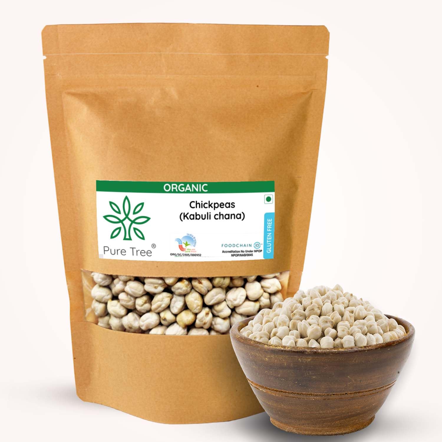Pure Tree Certified Organic Kabuli Chana | 850 g | Chole Chana | Dollar Chickpeas | Safed Chana High In Fiber & Protein Safed Chole | White Chole Vatana