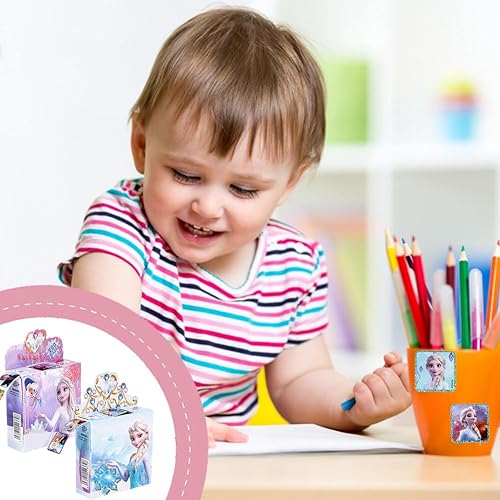 Miniatura 6 de Paquete de 2 calcomanías de princesa para niños en 20 diseños, 400 calcomanías de rollo de recompensa, calcomanías de rollo de 1-12 pulgadas para