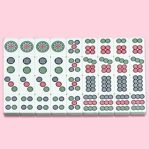 Miniatura 6 de Mahjong Chinese Mahjong Juego de juego con 146 azulejos dados y bolsa de almacenamiento ornamentada,