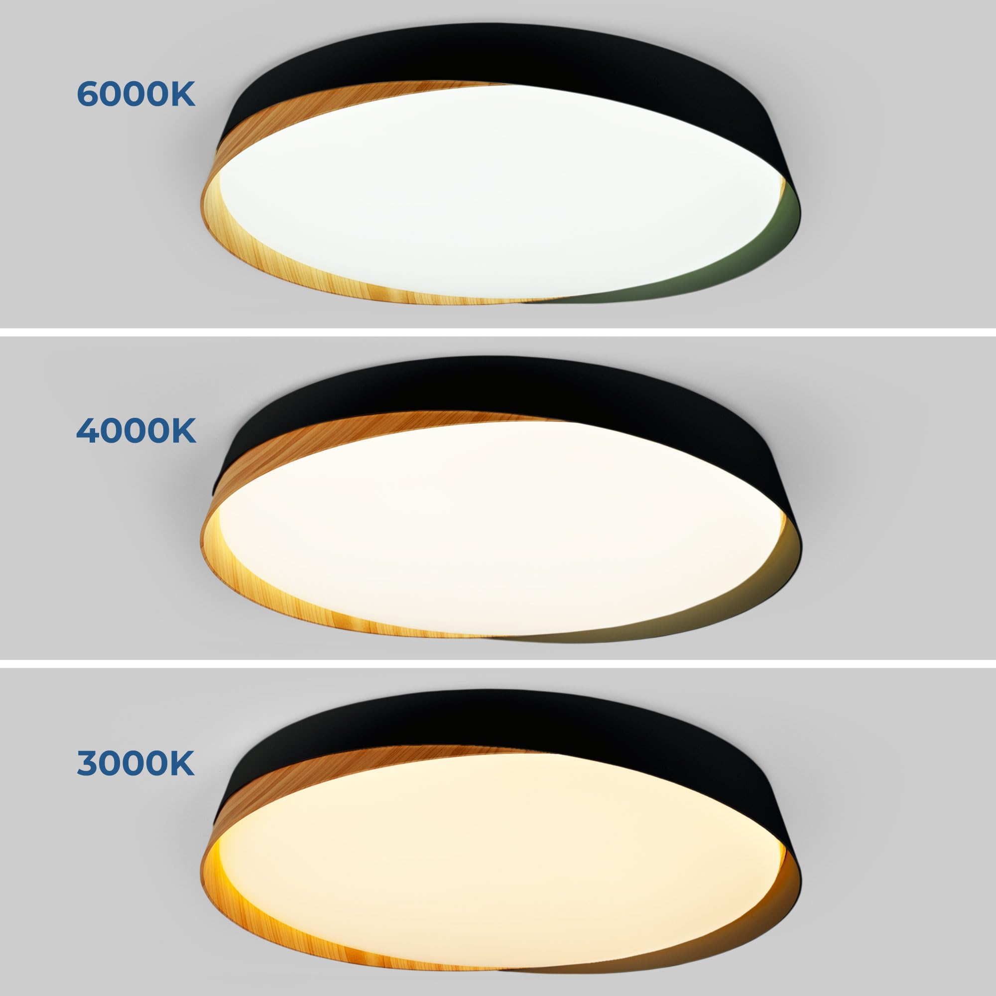 B·LED BARCELONA LED - Lámpara de techo LED tipo plafón CCT 36W - Efecto madera - ø50cm - IP22