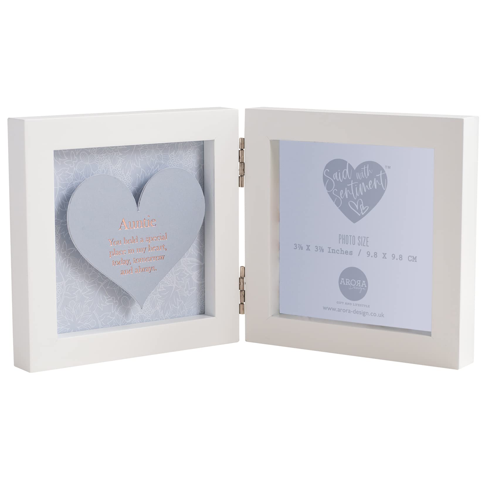 Said With Sentiment As Pictured 7660 Auntie Hinged Heart Photo Frame
