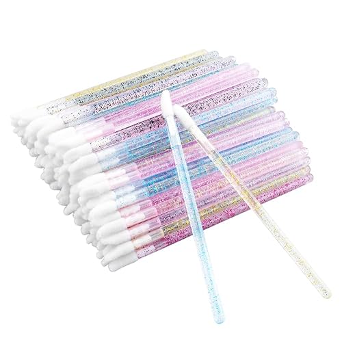 Miniatura 11 de G2PLUS 100 cepillos de labios de cristal con purpurina, cepillos de labios desechables, aplicadores de brillo de labios, aplicador de varillas