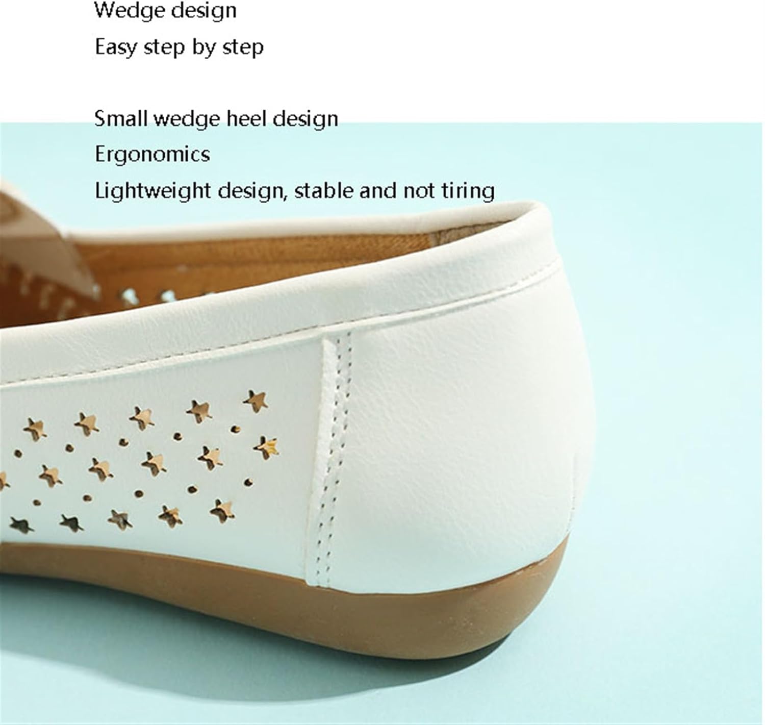 Healthcare Leather Nurse Shoes, Womens Summer Hollow Slip-On Breathable Non-Slip Nurse Shoes, Kitchen Chef Food Service Restaurant Working Footwear, for Hospital, Restaurant, Work