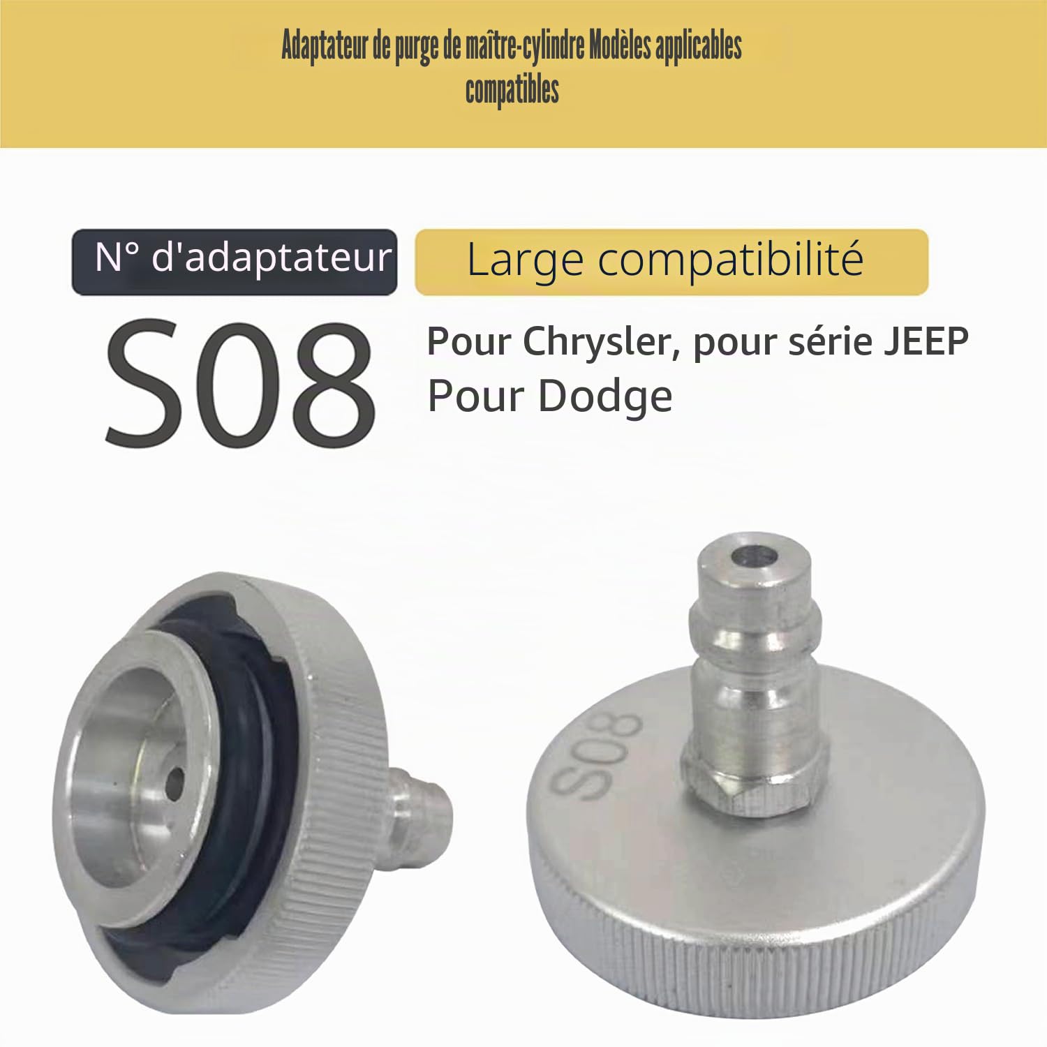 Adaptateur pour réservoir de Liquide de Frein avec Embout Euro, Adaptateur de Purge de Frein en Aluminium, Compatible avec Les modèles de la série américaine