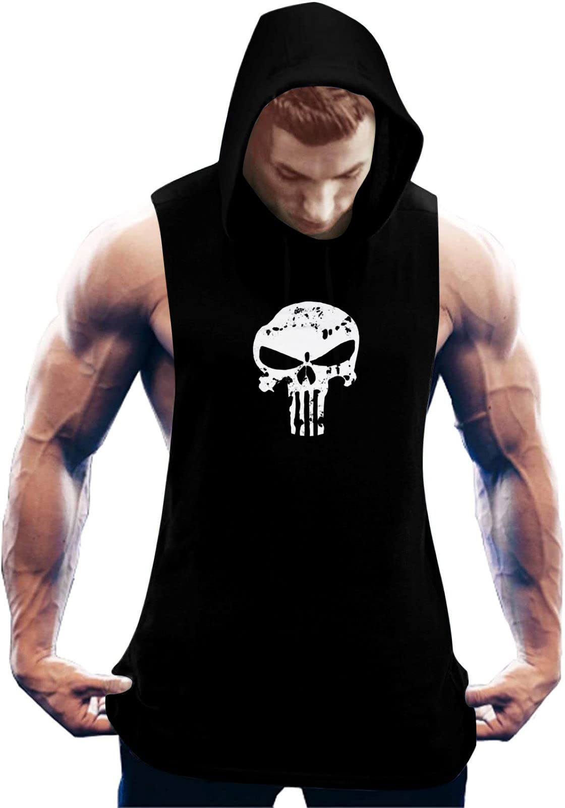 the blazze BLAZZE 0054PT Men's Hooded Printed Sleeveless T-Shirt Gym Tank Top Muscle Gym Bodybuilding Vest Fitness Workout Train Stringers-picture-37