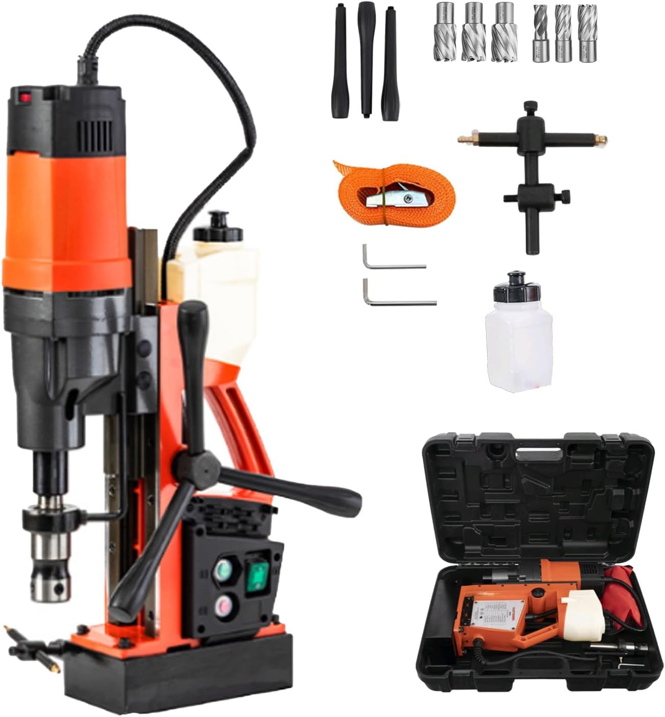 Magnetic Drill, 1800W Motor 60mm Boring Diameter, Portable Electric Mag Drill Press, Drilling Machine Metal Surface, for Home Improvement MD-50
