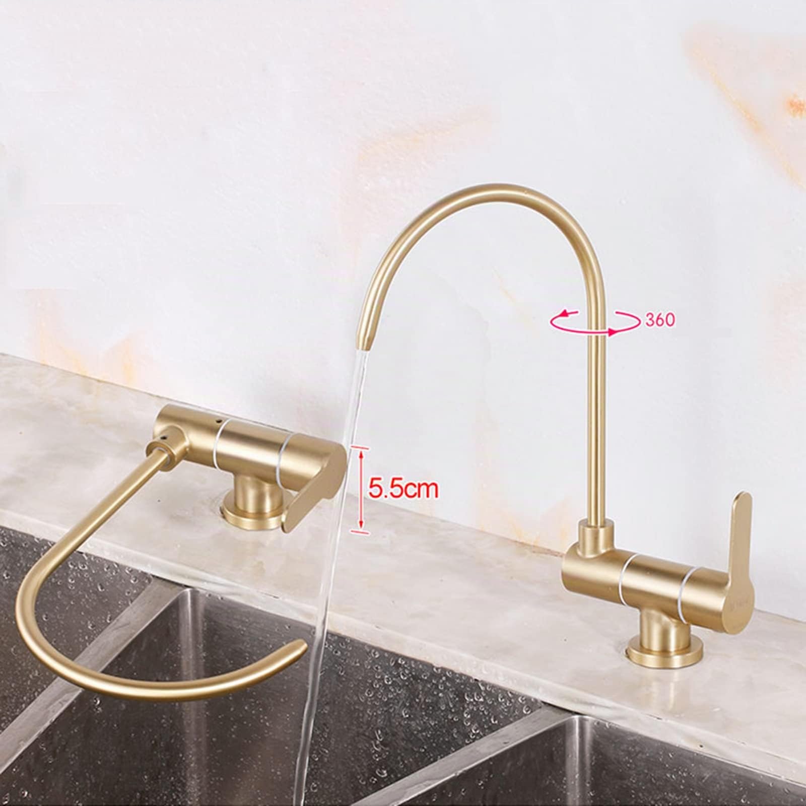 Grifo Abatible Cocina Grifo Osmosis Frío Simple 360 Osmosis Inversa Grifos Abatibles Cocina,B Dorada