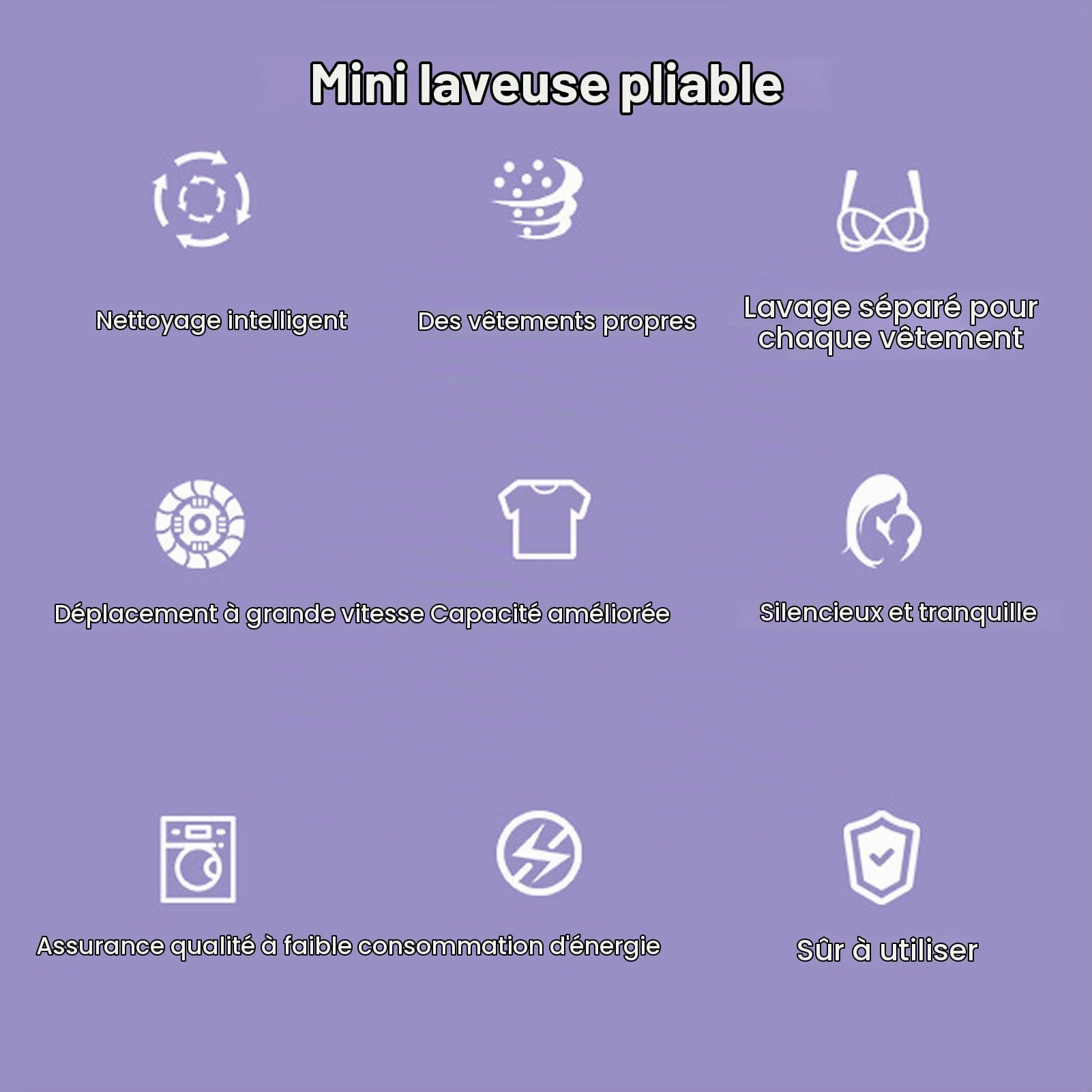 Machine à Laver Portable, Mini Laveuse Pliable de Grande capacité de 11 L, Nettoyage en Profondeur pour Sous-Vêtements, Chaussettes, Vêtements de bébé, Serviettes, pour