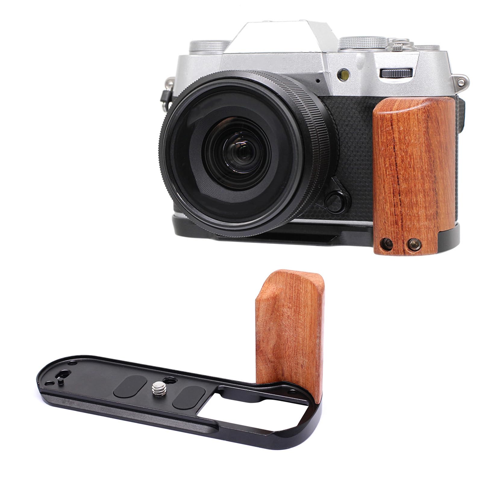 Lightweight Pearwood Camera Handgrip L-Shape Handle for X T50 Quick Release Plate for Any Setting 1/4 Screw