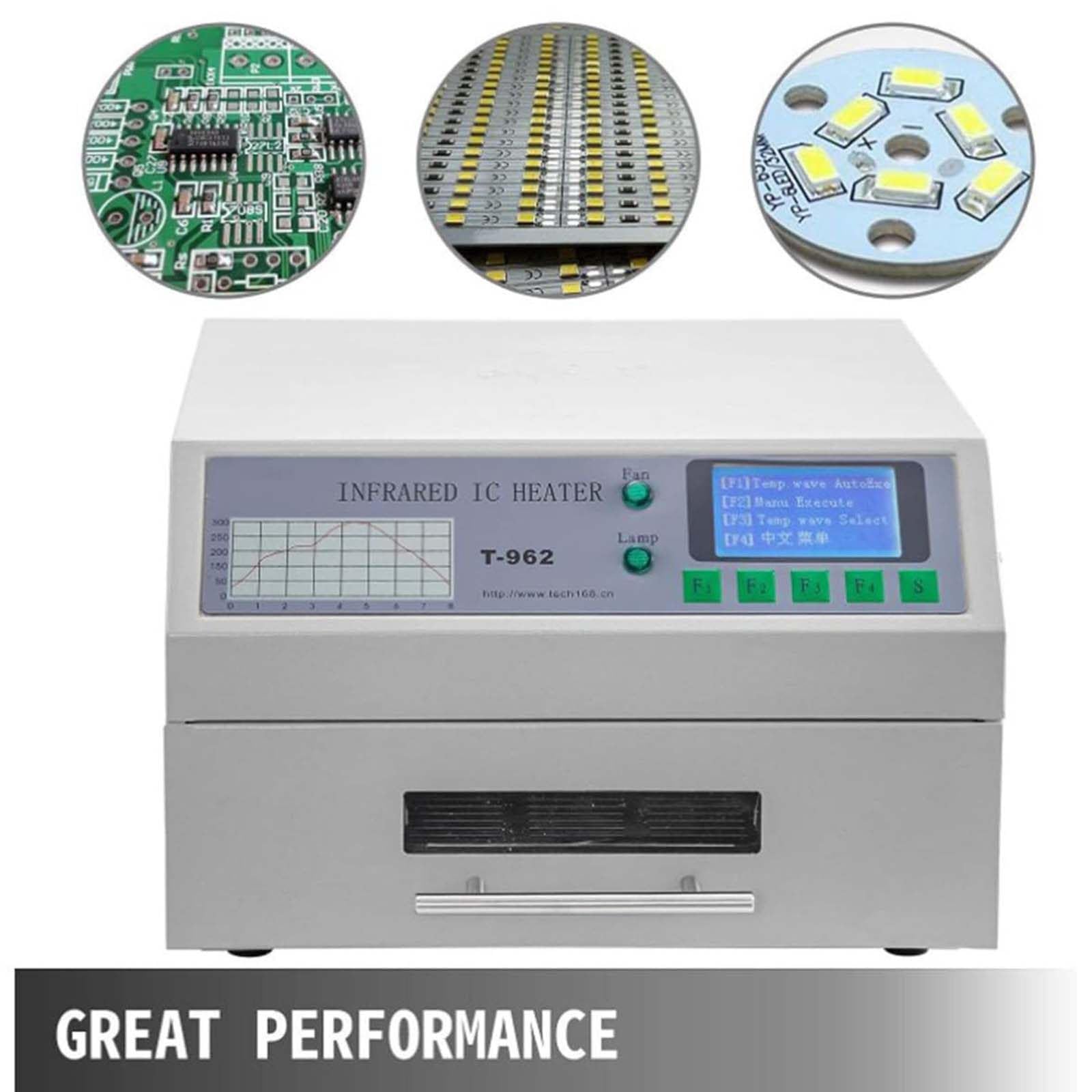 Four à reflux 800 W 220 V | Machine à souder automatique | Dispositif de soudage infrarouge avec circulation d'air chaud, 180 x 235 mm pour applications de soudure de précision
