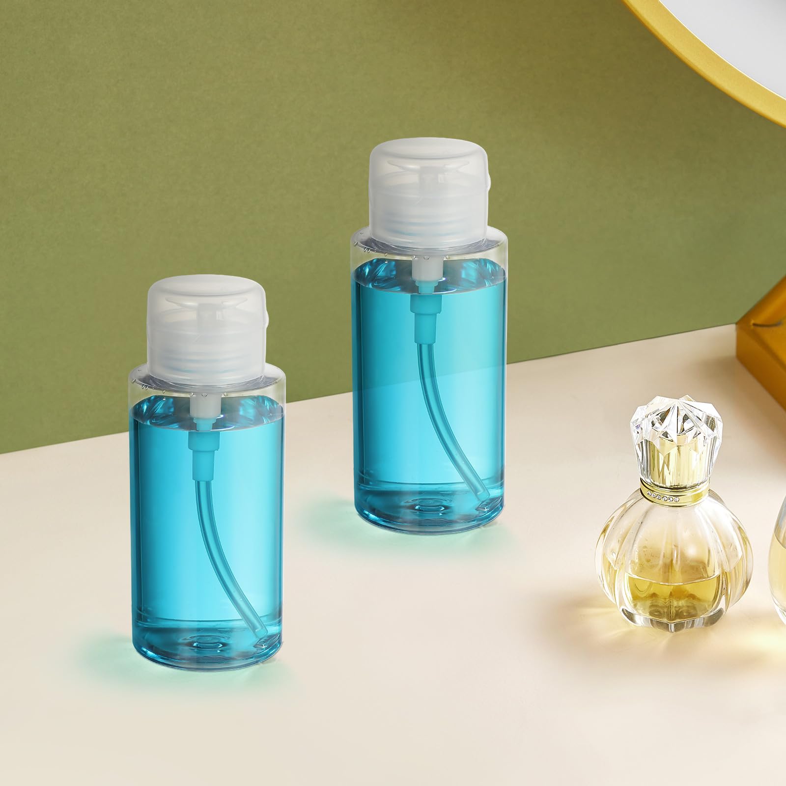 Petg - Dispenser di liquido per rimuovere lo smalto 300 ml, trasparente, 2 pezzi, pompa per cosmetici e viaggi, flacone dosatore per rimozione per unghie