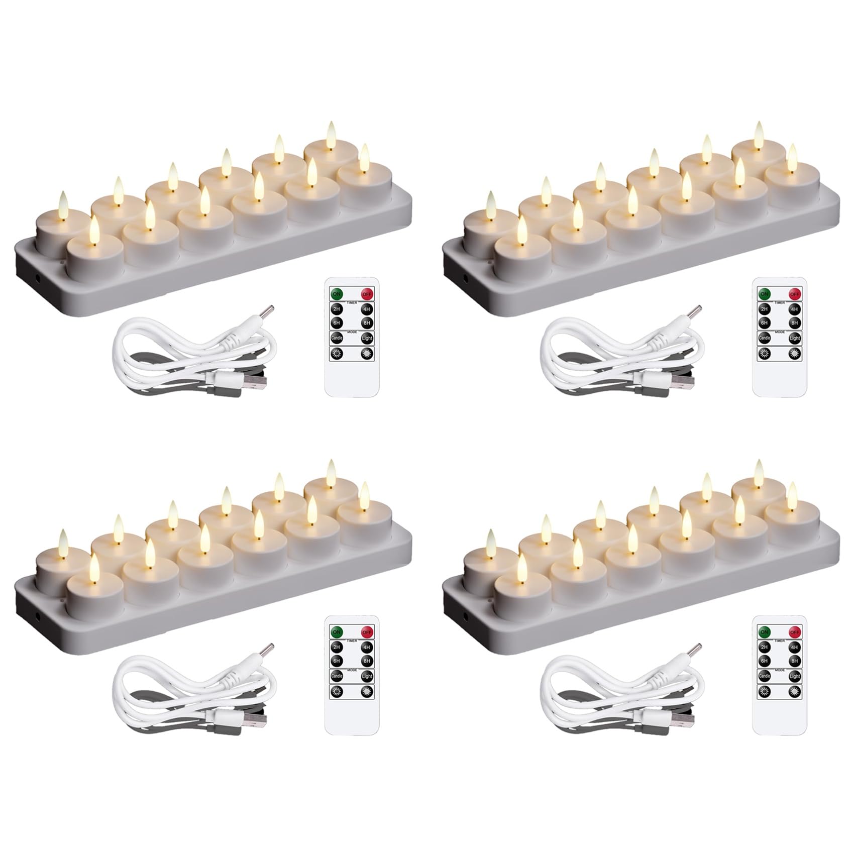 Hndhbfgrt Rechargeable Tea Lights Candles, 48 Pcs Rechargeable Candles with Remote Charging Base, LED Flameless Candles