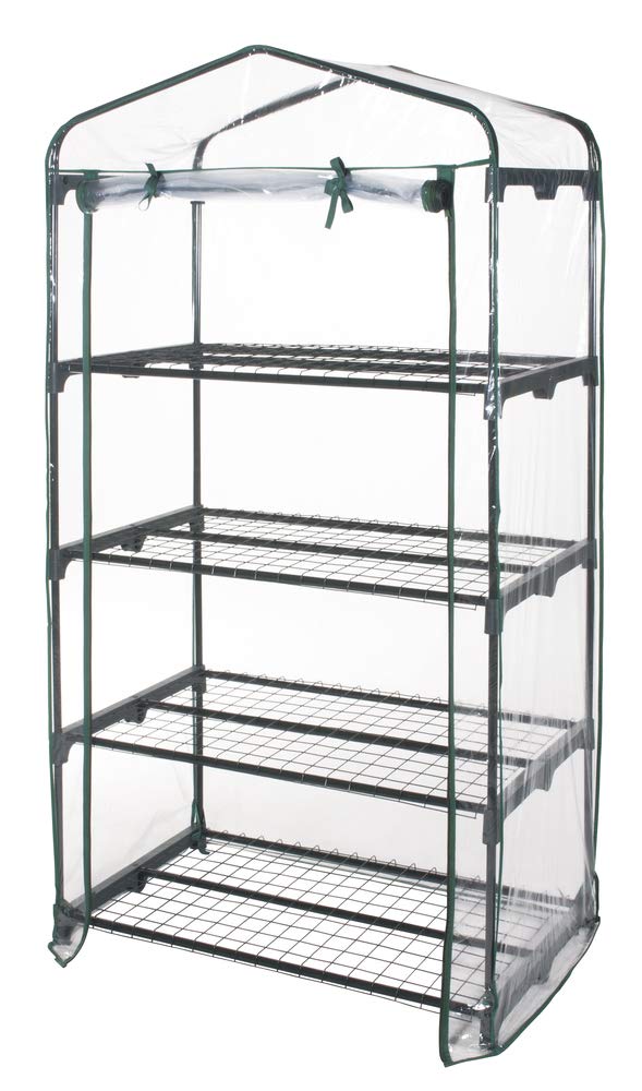 VERDELOOK Serra a 4 Ripiani in Acciaio Verniciato con Telo in PVC, 91x49x162 cm