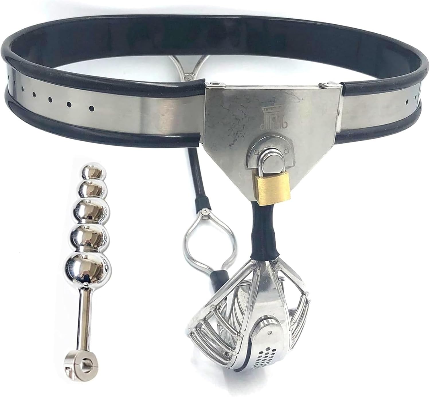 BDSM Chastity Belt for Men with Anal Plug Bondage Set, Fetish Slave Stainless Steel Chastity Belt Penis Cage Chastity Cage Extreme Sex Toy for Men