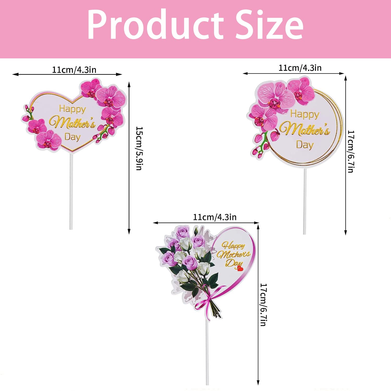 Arthsdite Decorazioni Cupcake Festa Della Mamma - 24 Topper Con Scritta Love Mum | Colore Rosso - Foto 3