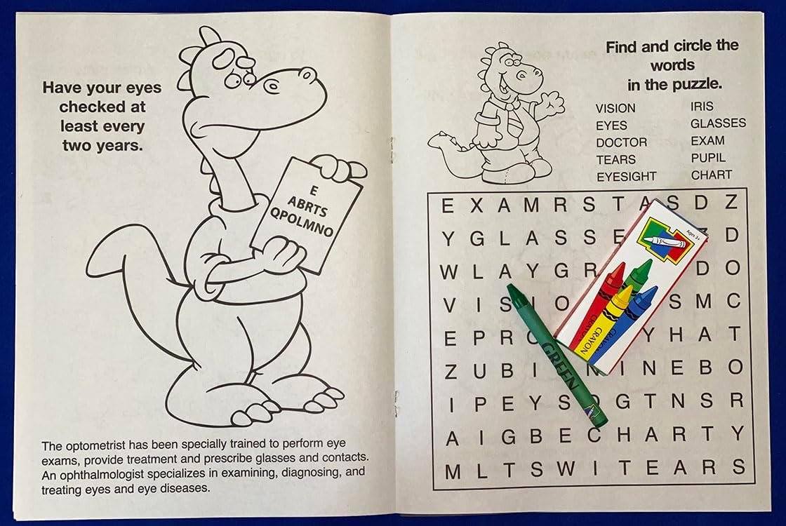 ZOCO – Learn About Eye Care – Custom Promotional Coloring Books (250 Bulk Pack, with Crayons) – Optometrist, Eye Doctor Gifts for Kids