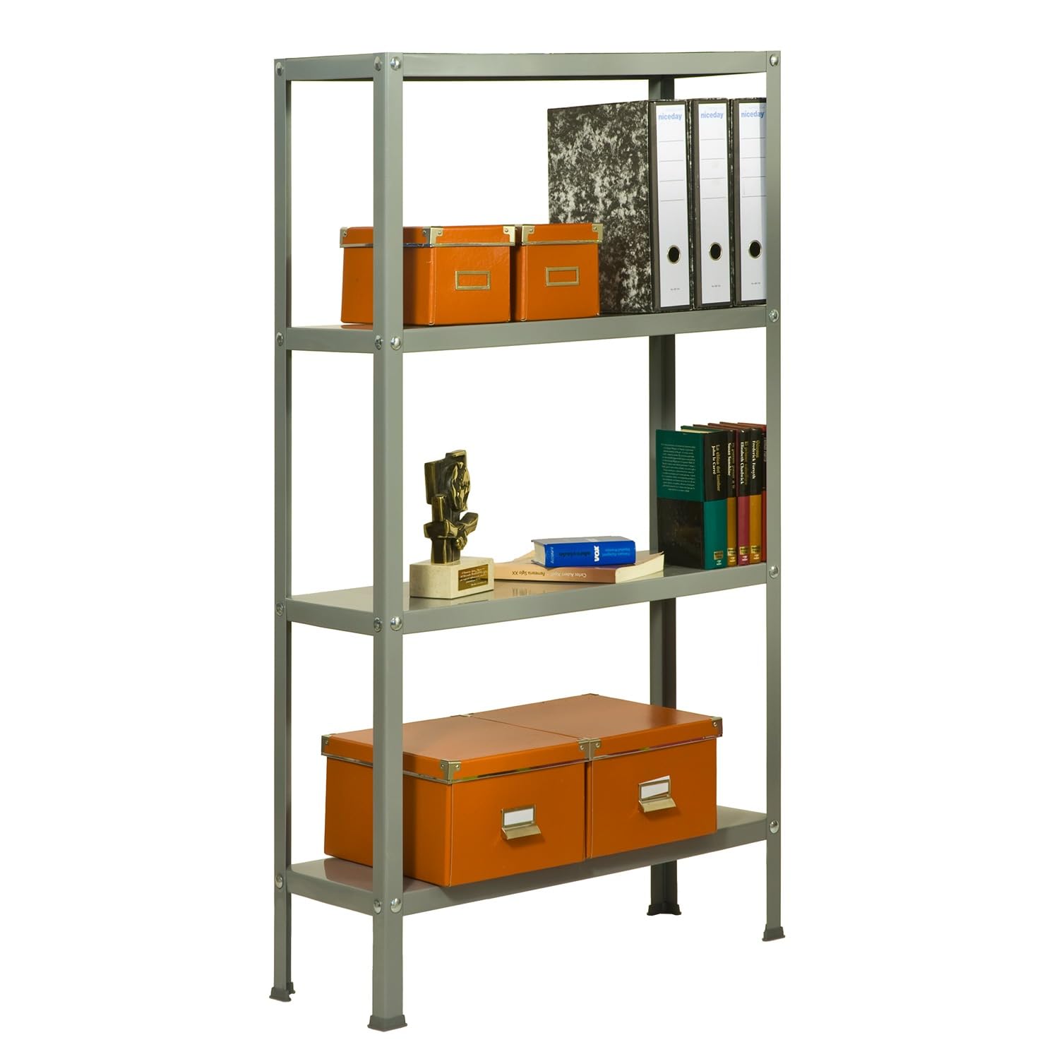 SimonRack Estantería Metálica Almacenaje, 4 Baldas, Alta Capacidad Carga 100 kg, 1600x1000x300 mm, Estantería Salón Baño Cocina, Gris - SimonHome Classic