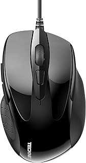 TECKNET USB Wired Mouse, 6-Button Corded Mouse with 2 Adjustable DPI, Optical Computer Mouse with Ergonomic Design and 5FT Cord for Laptop, Chromebook, PC, Desktop, Mac, Notebook