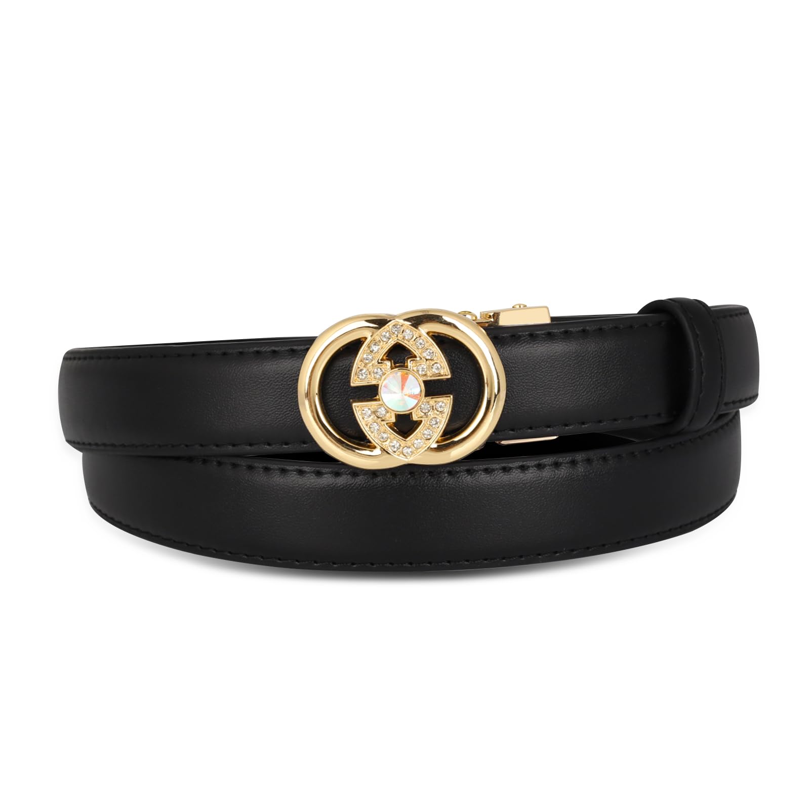 Women's Leather Belt with Buckle - Ideal for Dresses, Jeans, and Coats