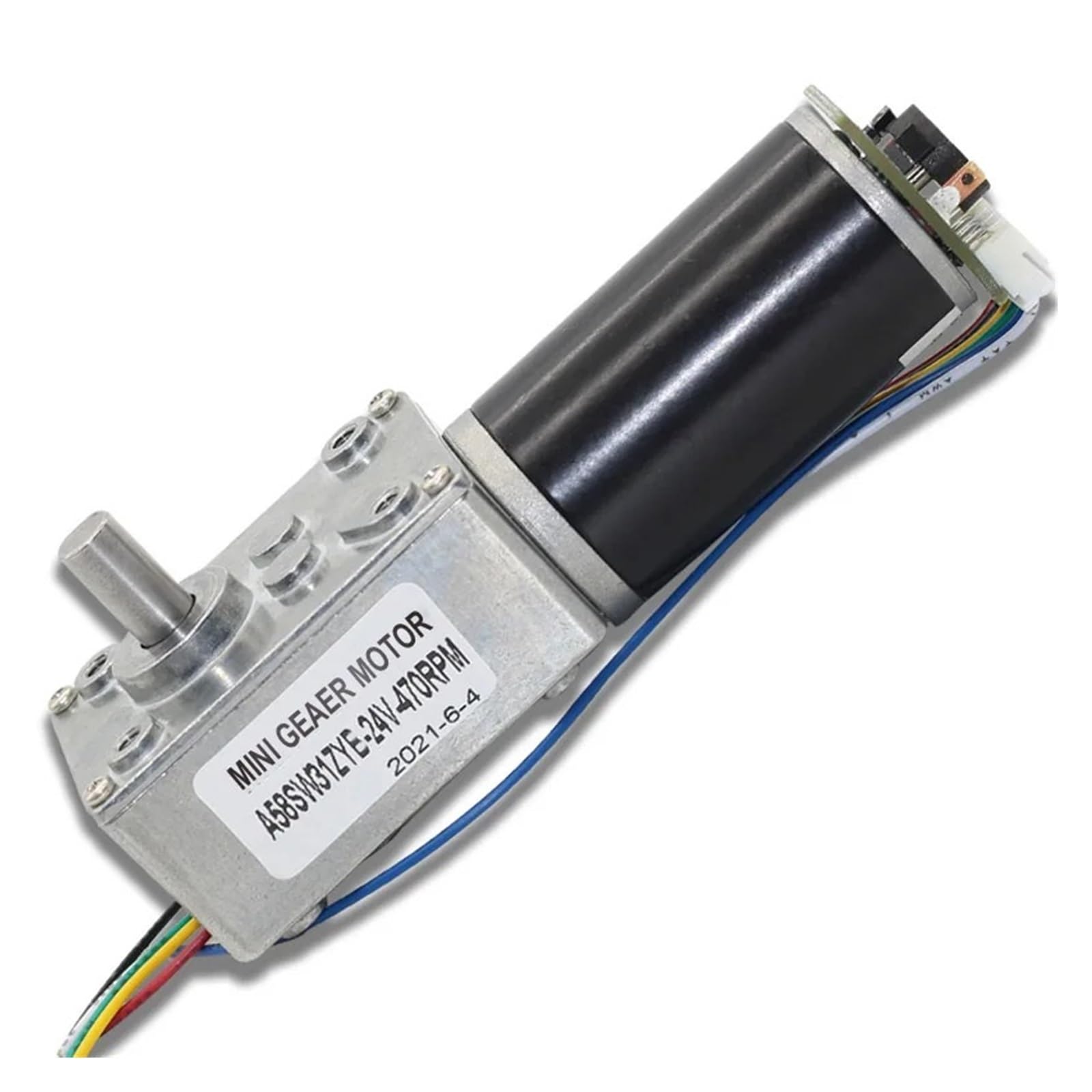Silnik z przekładnią ślimakową DC 12V 24V wysoki moment obrotowy reduktor kątowy z enkoderem, metalowa skrzynia biegów o niskim poziomie hałasu CNC tracker słoneczny A5840-31ZY(Motor only,27R_24V)