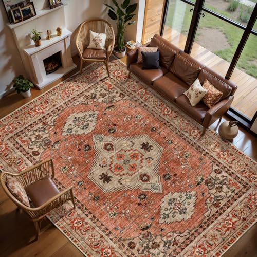 Image of Tangsoo Boho 10x12 Area Rug for Living Room, Washable Non Slip Large Rug