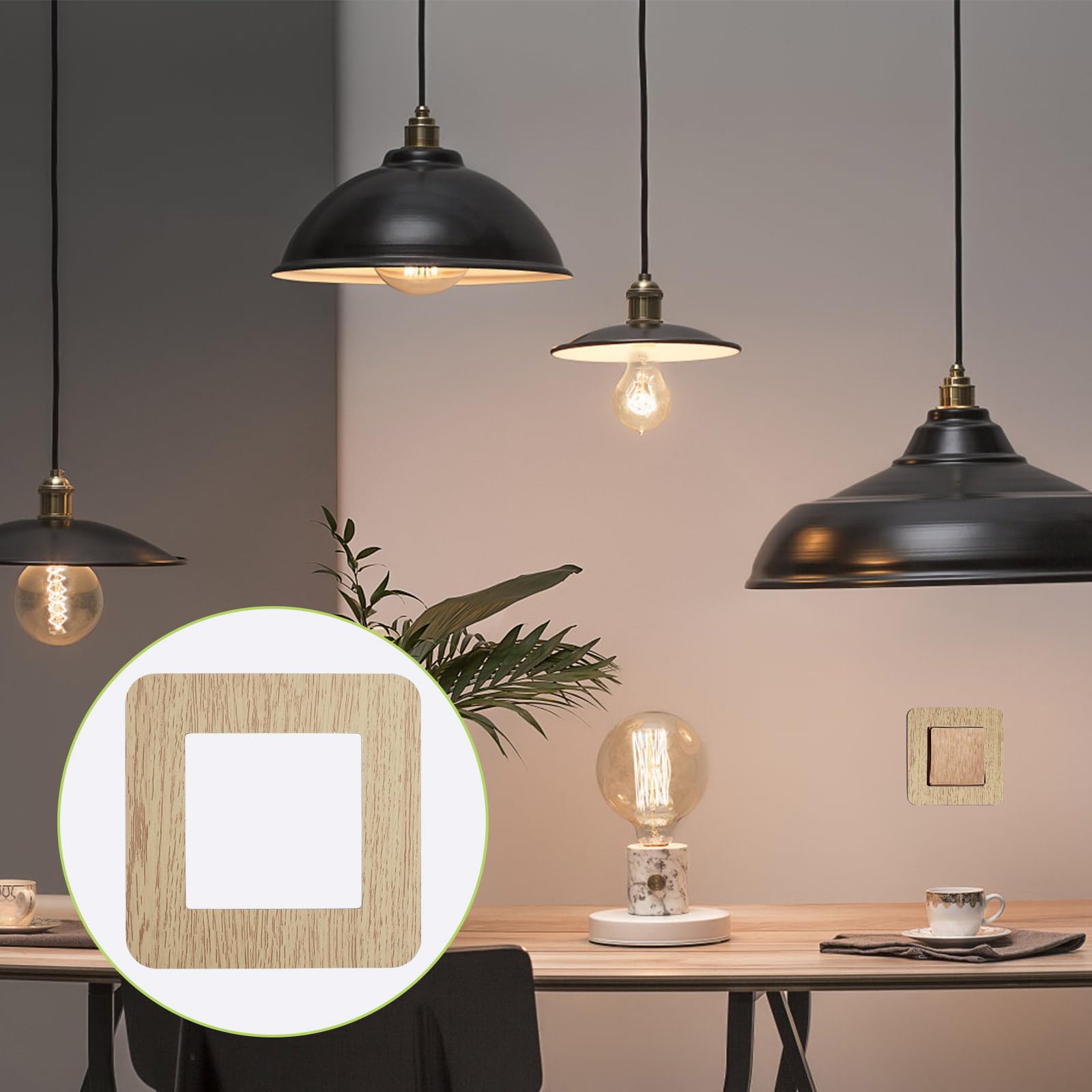 Lot de 4 caches de protection pour interrupteur mural à coller - Grain de bois - Pour la maison, le bureau - Jaune clair