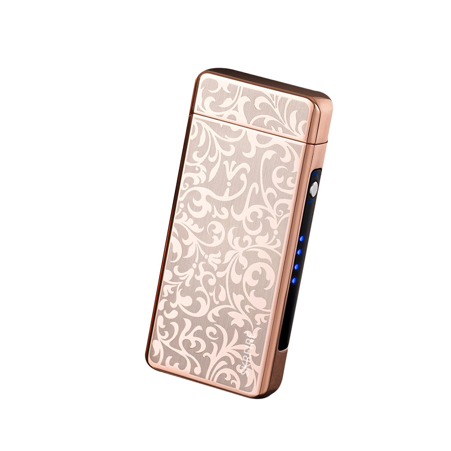 SKRFIRE Electric Arc Lighter, Rechargeable Windproof Plasma Lighter with Unique Flower Design - High Power Flameless Fire Starter in Gift Box for Birthday, Men, Women (Gold Flower)