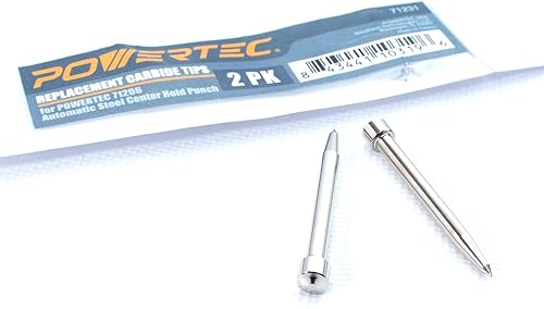 POWERTEC 71231 Puntas de carburo de repuesto para POWERTEC 71206 Punzón automático de acero central, 2PK
