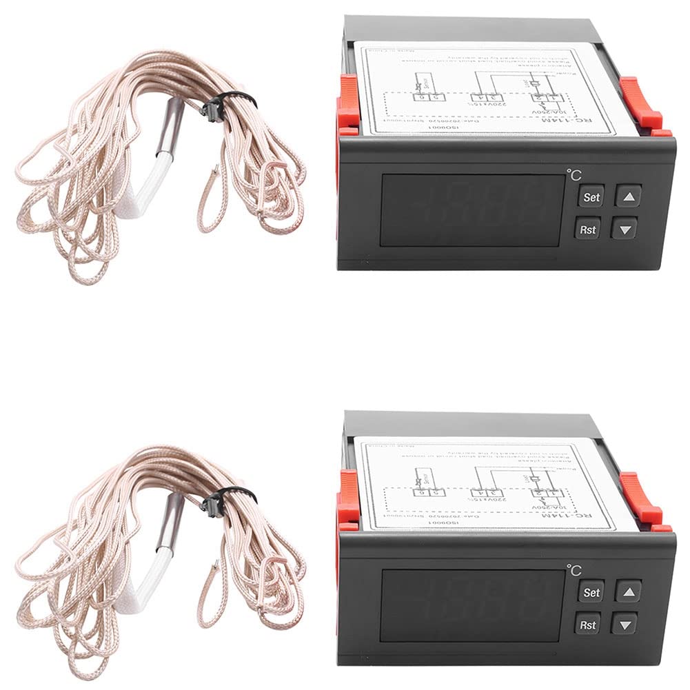 Ruitutedianzi 2X 220V/30A Digital Temperature Controller Rc-114M Thermostat Relay Output -30-300 Degree with Sensor